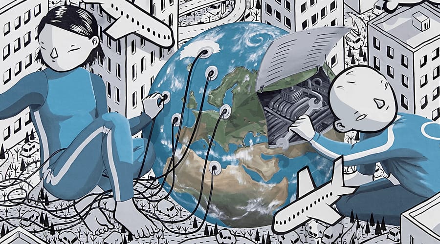 A still from Millo’s AR mural at Wynwood Walls