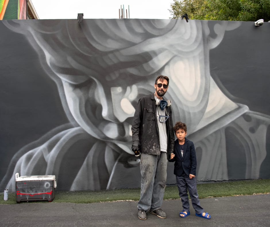 The El Mac × RETNA collaborative mural at Wynwood Walls Art Week 2025