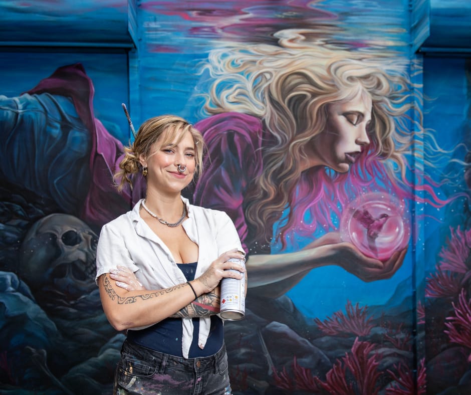 Miss Birdy's Art Week 2025 mural at Wynwood Walls